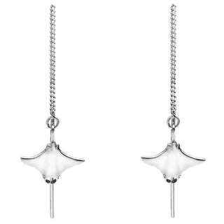 Manta Ray Thread Earrings in Silver by World Treasure Designs