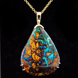 Cordelia | Aqua-Blue Australian Boulder Opal Necklace
