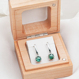 Australian Blue-Green Parti Drop Sapphire Earrings in White Gold by World Treasure Designs