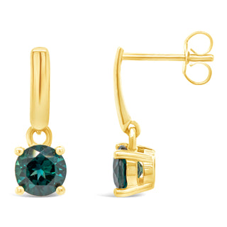 Australian Blue Sapphire Earrings that Drop in Yellow Gold by World Treasure Designs