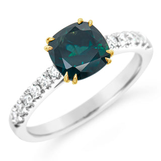 Australian Blue Parti Sapphire Ring in White and Yellow Gold by World Treasure Designs