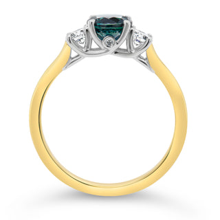 Australian Blue Parti Sapphire Trilogy Ring in White and Yellow Gold by World Treasure Designs