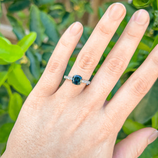 Australian Blue Parti Sapphire Ring with Hidden Diamonds in Yellow and White Gold by World Treasure Designs
