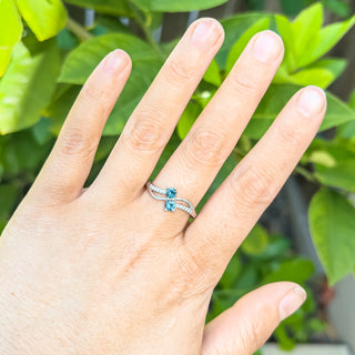 Australian Blue Sapphire and Diamond Band Ring in White Gold by World Treasure Designs