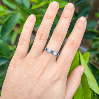 Australian Blue Sapphire and Diamond Ring in Yellow and White Gold by World Treasure Designs