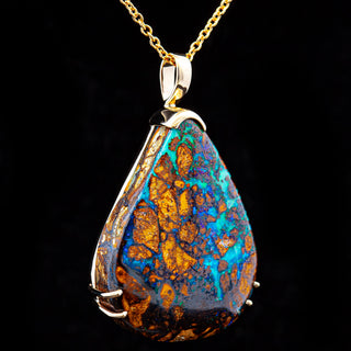 Cordelia | Aqua-Blue Australian Boulder Opal Necklace