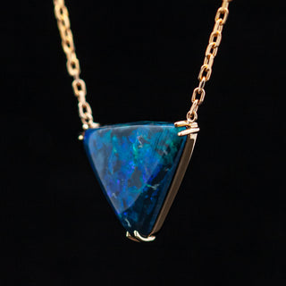Australian Fossilized Wood Opal Necklace in Yellow Gold by World Treasure Designs