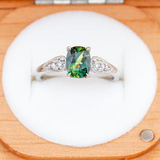 Australian Green-Blue Parti Sapphire Ring in White Gold by World Treasure Designs
