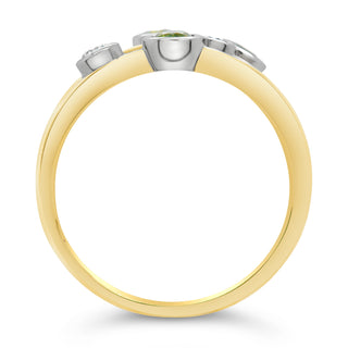 Australian Green Sapphire and Diamond Ring in Yellow and White Gold by World Treasure Designs