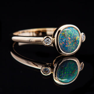 Poppy | Australian Pinfire Crystal Opal Ring