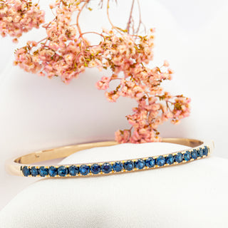 Australian Royal Blue Sapphire Bangle in Yellow Gold by World Treasure Designs