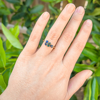 Australian Sapphire and Diamond Cluster Ring in Yellow Gold by World Treasure Designs