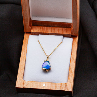Australian Semi-Black Opal Pendant with Yellow Gold Accent Set in Yellow Gold by World Treasure Designs