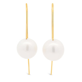 Australian South Sea Pearl Drop Earrings in Yellow Gold by World Treasure Designs