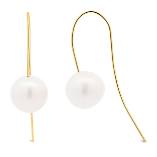 Australian South Sea Pearl Hook Earrings in Yellow Gold by World Treasure Designs