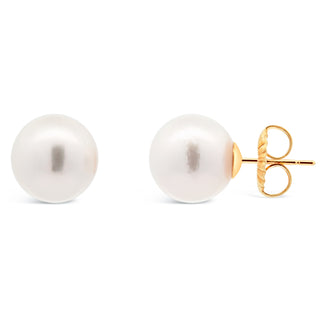 Australian South Sea Pearls with Large Yellow Gold Butterfly Studs by World Treasure Designs