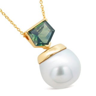 Brinkley | Australian South Sea Pearl and Teal Sapphire Necklace