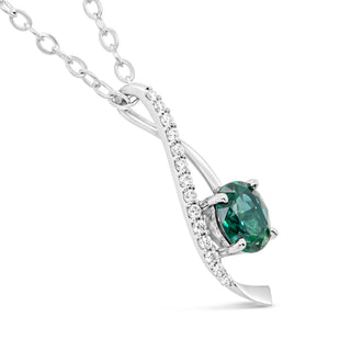 Australian Teal Sapphire Twist Pendant Necklace in White Gold by World Treasure Designs