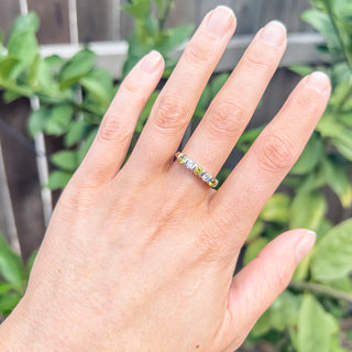 Australian Yellow Sapphire Ring with two Diamonds in Yellow and White Gold by World Treasure Designs