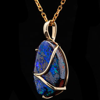 Australian Yowah Boulder Opal Necklace with Yellow Gold Accent in Yellow Gold by World Treasure Designs