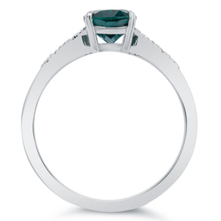 Blue Teal Parti Sapphire Ring Diamonds in White Gold by World Treasure Designs