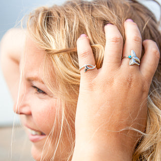 Humpback Calf Whale Tail Ring in Sterling Silver by World Treasure Designs