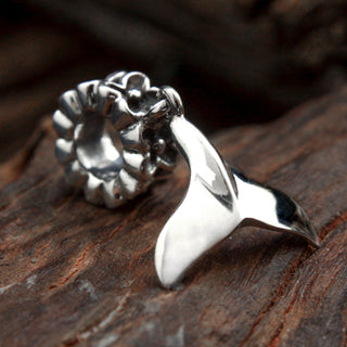 Dangling Fluke Whale Tail Charm in Sterling Silver by World Treasure Designs