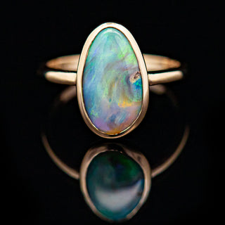 Fossilized Australian Shell Ring in Yellow Gold by World Treasure Designs