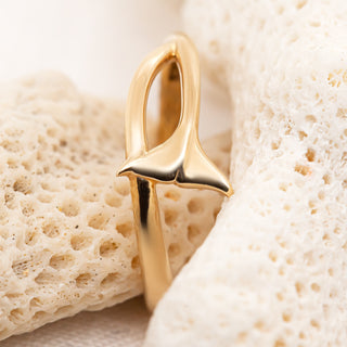 Gold Dolphin Tail Ring Ocean Jewellery by World Treasure Designs