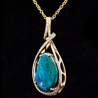 Ophilia | Blue-Green Australian Black Opal Necklace