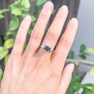 Green-Blue Parti Sapphire Ring Australian Sapphire in Yellow Gold by World Treasure Designs