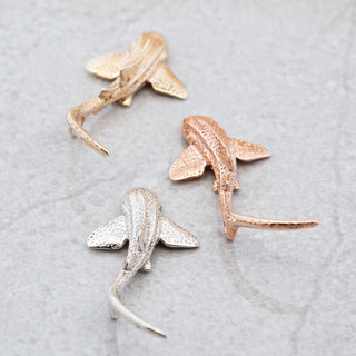 Leopard Sharks Swimming Away Leopard Shark Pendant in Yellow Gold, Rose Gold, White Gold Necklace by World Treasure Designs