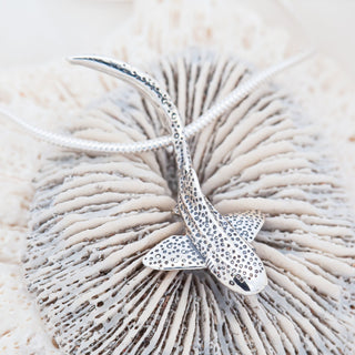 Spotted Leopard Shark Necklace in Sterling Silver by World Treasure Designs