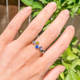 Multi-Coloured Australian Sapphire Ring with 5 Sapphires in White Gold by World Treasure Designs