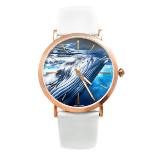 Humpback Whale Ocean Watch White Leather by World Treasure Designs