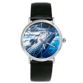 Humpback Whale Ocean Watch Black Leather by World Treasure Designs