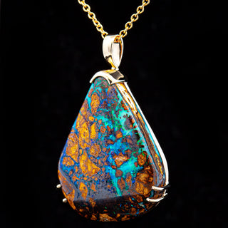 Cordelia | Aqua-Blue Australian Boulder Opal Necklace