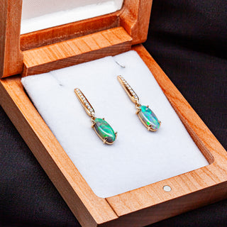 Kyra | Australian Black Crystal Opal Earrings
