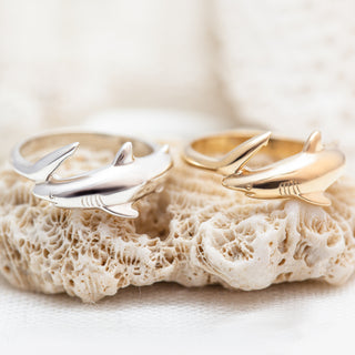 Reef Shark Ring in Sterling Silver and Yellow Gold by World Treasure Designs