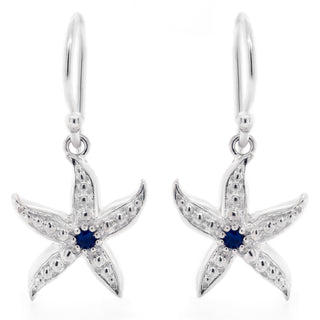 Sea Star Earrings in Silver and Blue Sapphire by World Treasure Designs