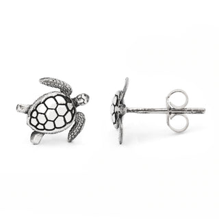 Sea Turtle Stud Earrings in Sterling Silver by World Treasure Designs