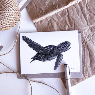 Sea Turtle hand drawn on recycled paper by ELK Draws