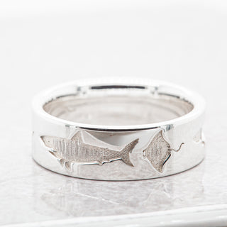 Stingray and Shark Sterling Silver Ring by World Treasure Designs