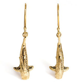 Yellow Gold Whale Shark Earrings by World Treasure Designs