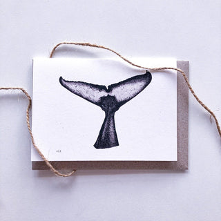 Whale Tail hand drawn on recycled paper by ELK Draws