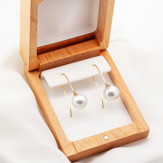 Yellow Gold Trumpet South Sea Pearl Earrings by World Treasure Designs