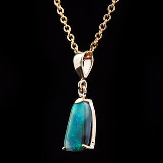 Arline | Blue-Green Australian Black Opal Necklace