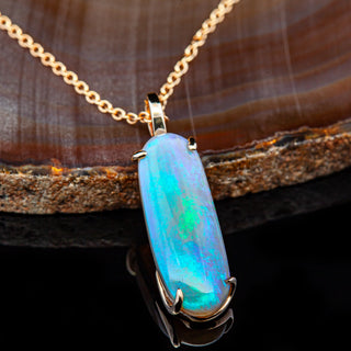 Piper | Blue-Green-Purple Australian Black Opal Necklace
