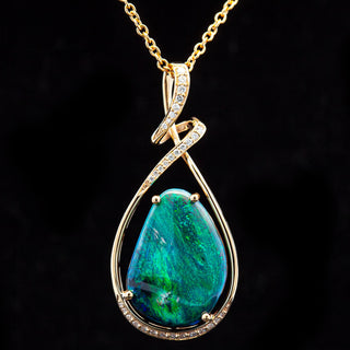 Ophilia | Blue-Green Australian Black Opal Necklace