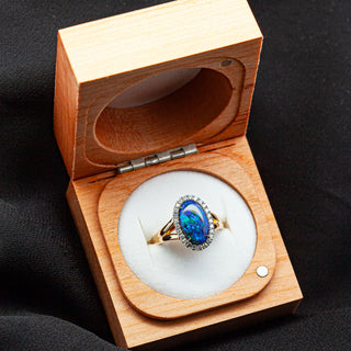 Taylor | Blue-Purple-Green Australian Black Opal Ring